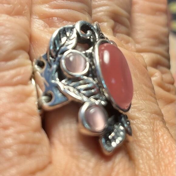 Pink moonstone ring, adjustable to fit most sizes, artisan crafted. - Picture 2 of 4
